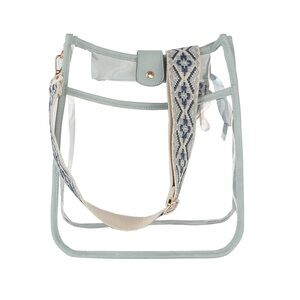 Crossbody Clear Bag w/ Guitar Strap, avail in pale blue
